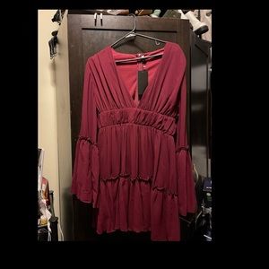 Burgundy long sleeve dress